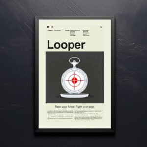 Mid-century modern Looper movie poster with retro wall art design