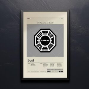 Mid-century modern Lost movie poster art with retro design elements