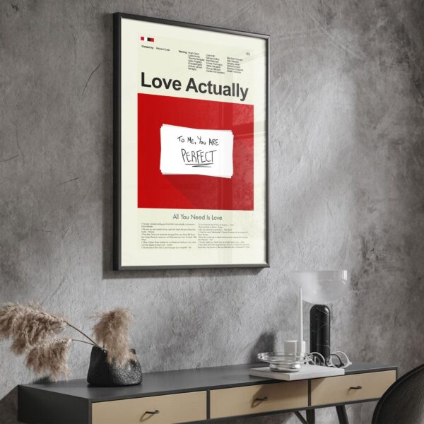 Mid-century modern Love Actually movie poster with house illustration