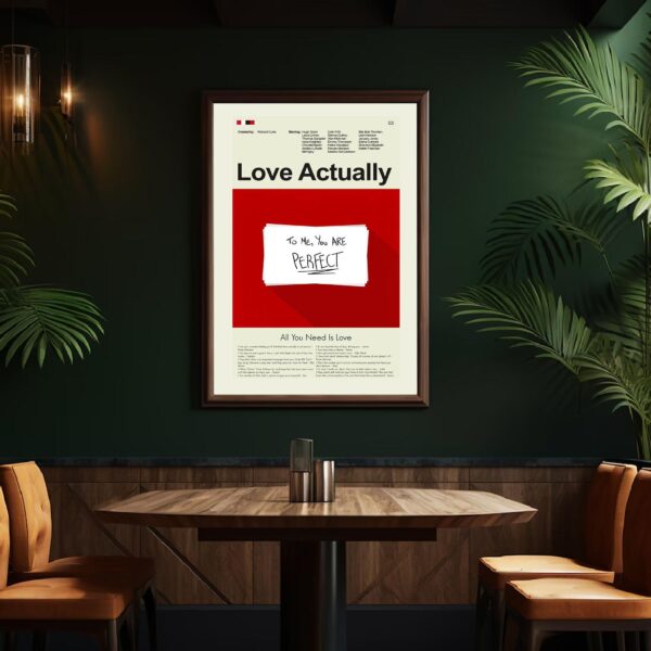 Mid-century modern Love Actually movie poster with house illustration