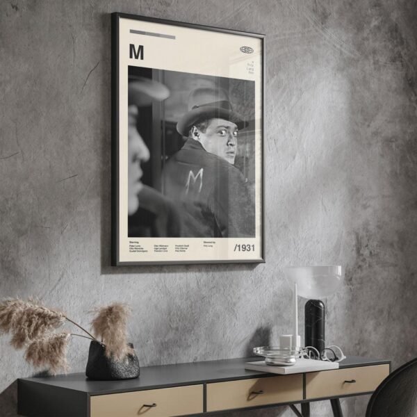 M Movie Poster - Retro movie-themed mid-century artwork