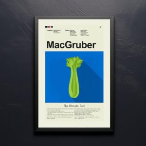 Mid-century modern MacGruber movie poster art with retro design elements