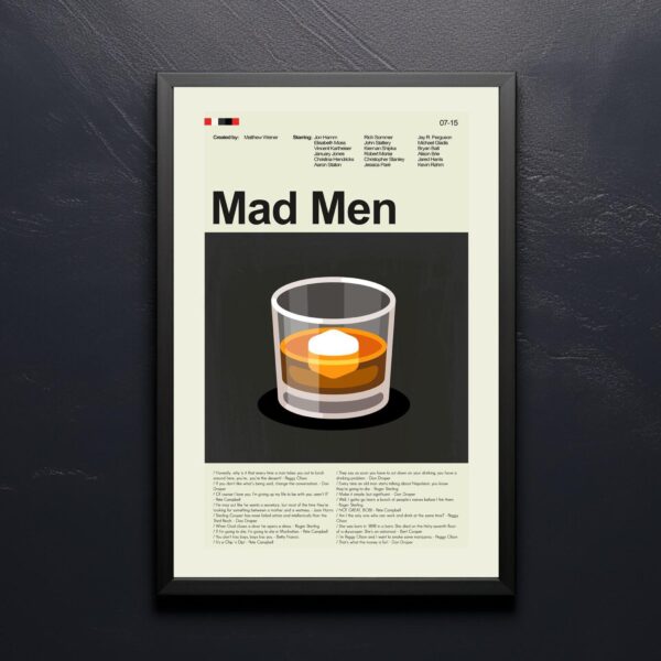 Mad About Men mid century modern movie poster with vintage design
