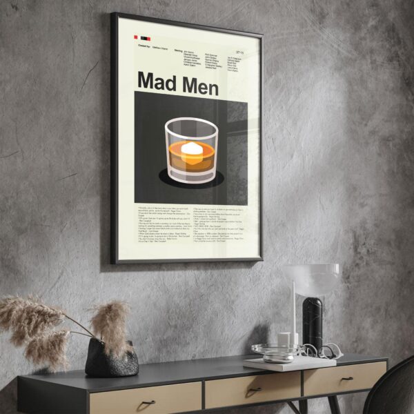 Mad About Men mid century modern movie poster with vintage design
