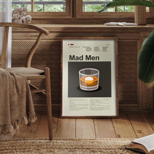 Mad About Men mid century modern movie poster with vintage design