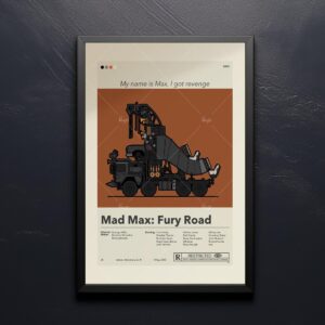 Mid-century modern style Mad Max: Fury Road movie poster artwork