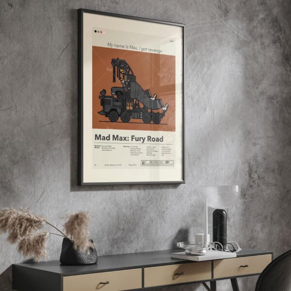 Mid-century modern style Mad Max: Fury Road movie poster artwork