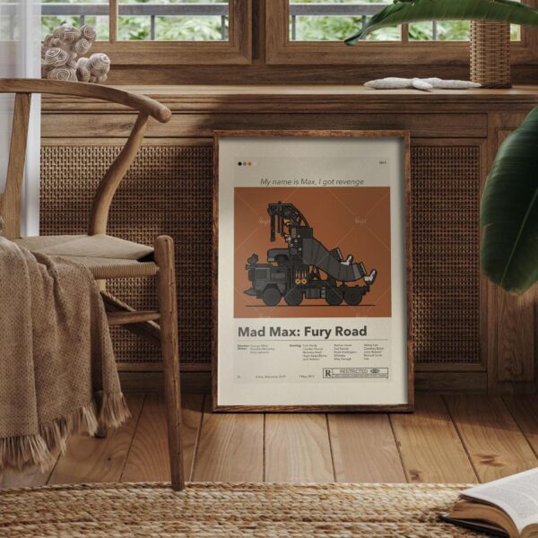 Mid-century modern style Mad Max: Fury Road movie poster artwork