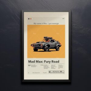 Mid-century modern style Mad Max: Fury Road movie poster design