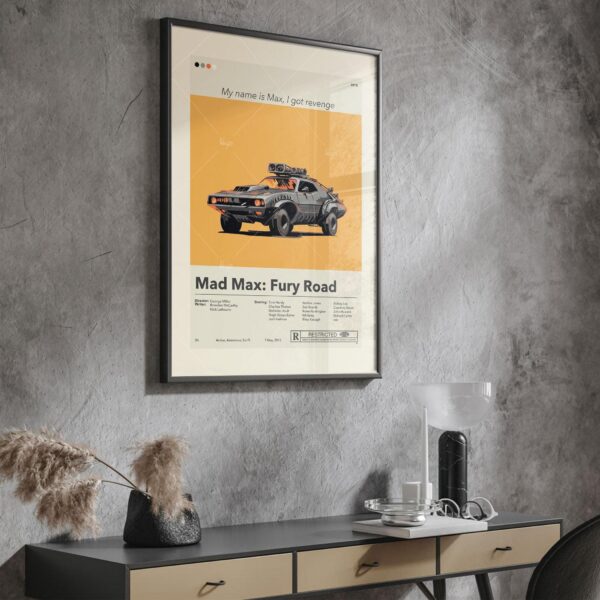 Mid-century modern style Mad Max: Fury Road movie poster design