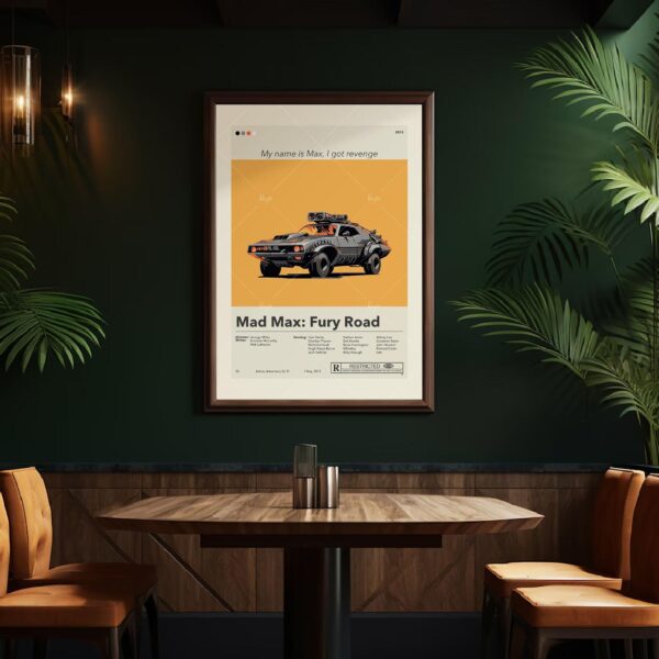 Mid-century modern style Mad Max: Fury Road movie poster design