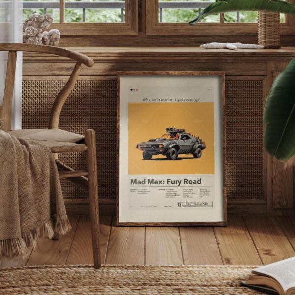 Mid-century modern style Mad Max: Fury Road movie poster design