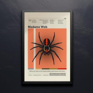 Madame Web movie poster in mid-century modern 20th century design style