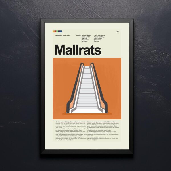 Mallrats vintage mid-century modern movie poster with retro design