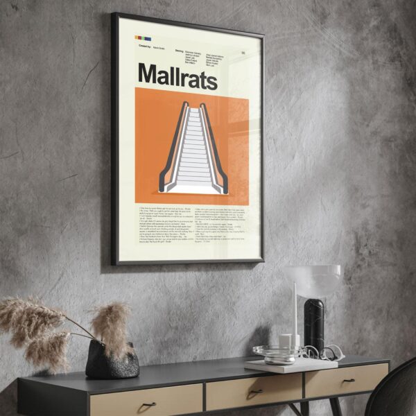 Mallrats vintage mid-century modern movie poster with retro design