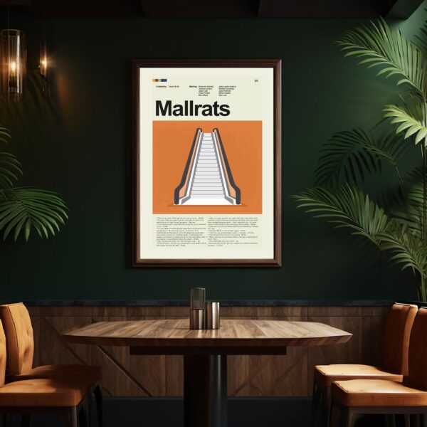 Mallrats vintage mid-century modern movie poster with retro design
