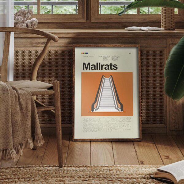 Mallrats vintage mid-century modern movie poster with retro design