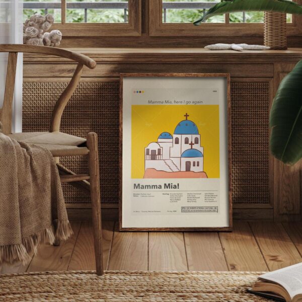 Vintage mid-century modern Mamma Mia! movie poster artwork