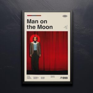 Mid-century modern style Man on the Moon movie poster with retro design