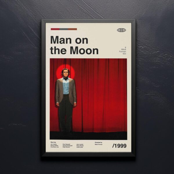 Mid-century modern style Man on the Moon movie poster with retro design