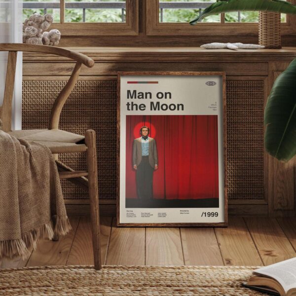Mid-century modern style Man on the Moon movie poster with retro design