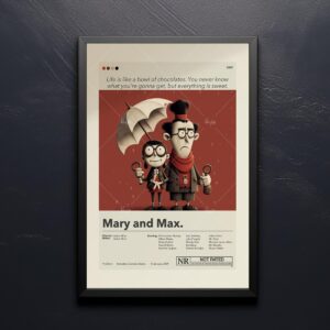 Mid-century modern Mary and Max movie poster design art print