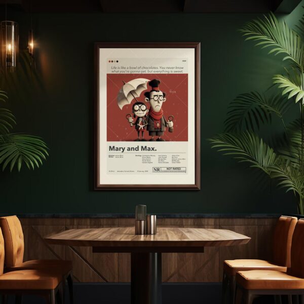 Mid-century modern Mary and Max movie poster design art print