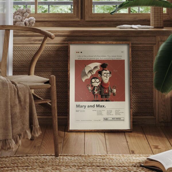 Mid-century modern Mary and Max movie poster design art print