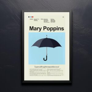 Mary Poppins mid-century modern style movie poster art