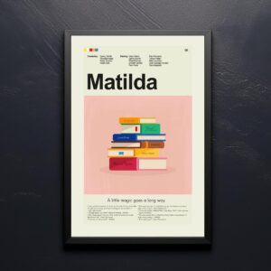 Mid-century modern Matilda movie poster art with vintage design elements