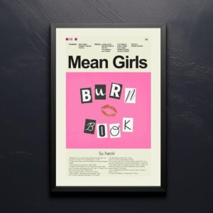 Mid-century modern style Mean Girls movie poster with retro design elements