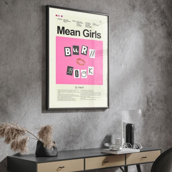 Mid-century modern style Mean Girls movie poster with retro design elements