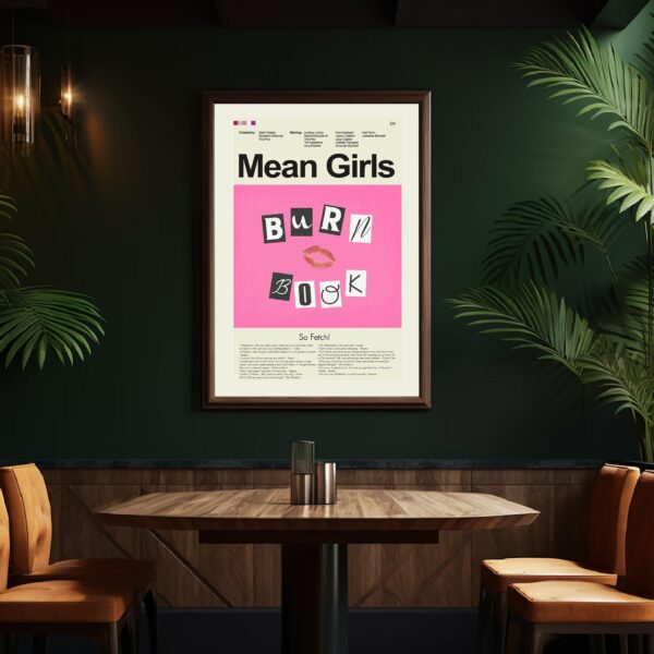 Mid-century modern style Mean Girls movie poster with retro design elements