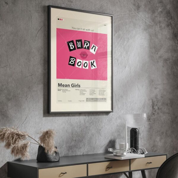 Mid-century modern style poster of Mean Girls movie artwork