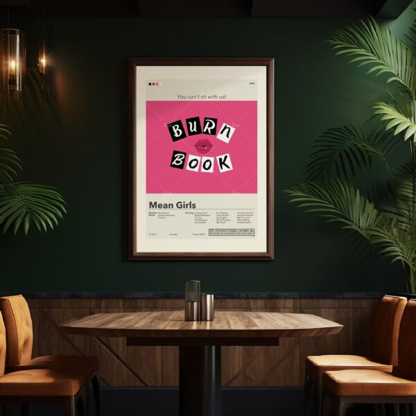 Mid-century modern style poster of Mean Girls movie artwork