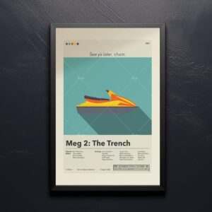 Meg 2: The Trench mid-century style movie poster by 20th Century Studios