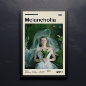 Melancholia movie poster with 20th century mid-century modern design style