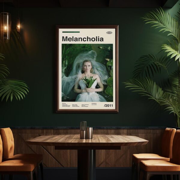 Melancholia movie poster with 20th century mid-century modern design style