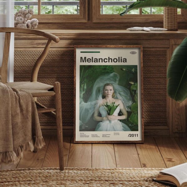 Melancholia movie poster with 20th century mid-century modern design style