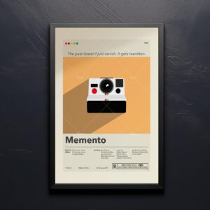 Mid-century modern Memento movie poster with vintage style design