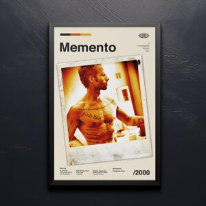 Mid-century modern Memento movie poster with abstract geometric design