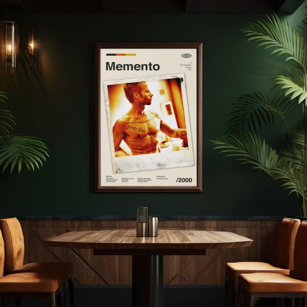 Mid-century modern Memento movie poster with abstract geometric design