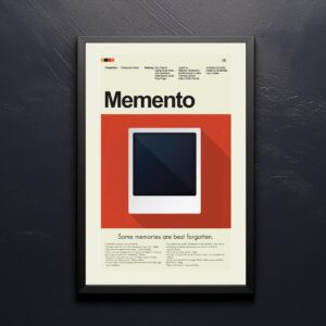 Memento movie poster with vintage mid-century modern design