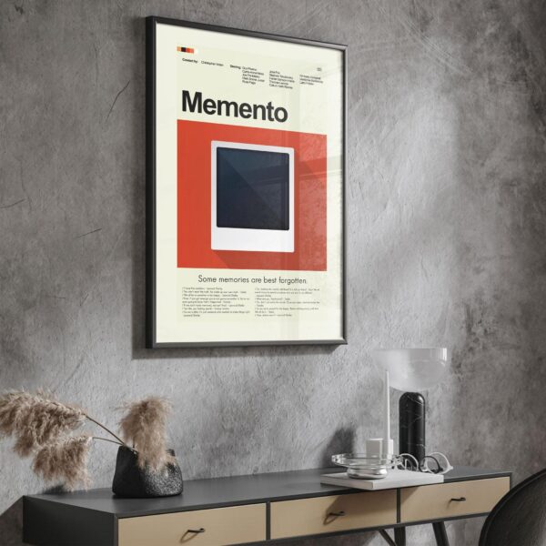 Memento movie poster with vintage mid-century modern design