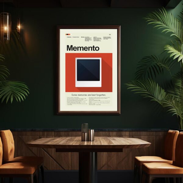 Memento movie poster with vintage mid-century modern design