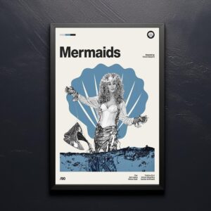 Mermaids Movie Poster - mid-century poster art print