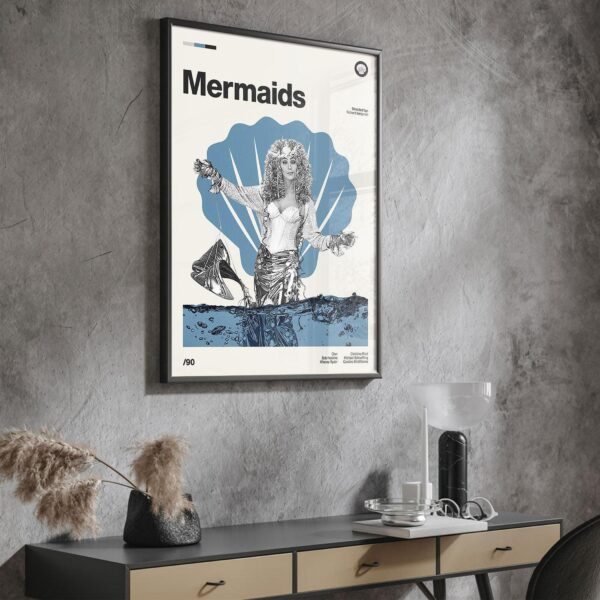 Mermaids Movie Poster - mid-century poster art print