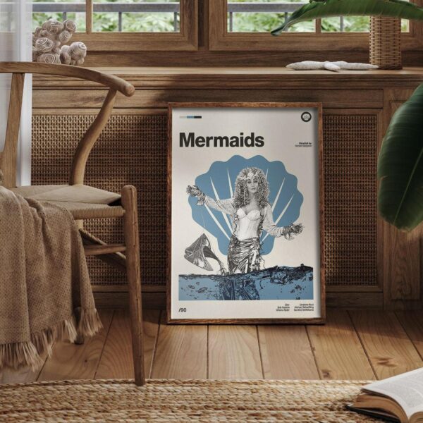 Mermaids Movie Poster - mid-century poster art print
