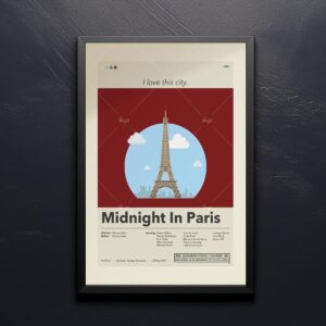 Midnight in Paris movie poster with mid century modern furniture design