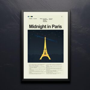 Midnight in Paris movie poster styled as mid-century modern wall art